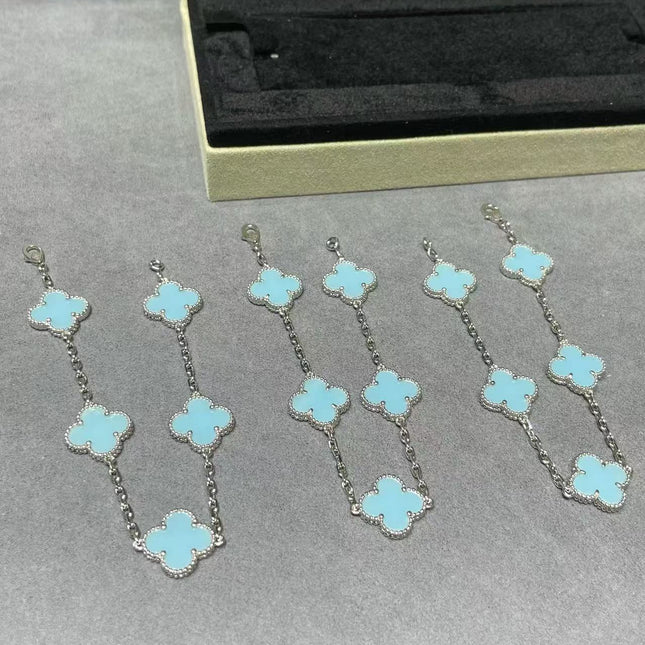 BLUE CLOVER BRACELET 5 MOTIF CARNELIAN