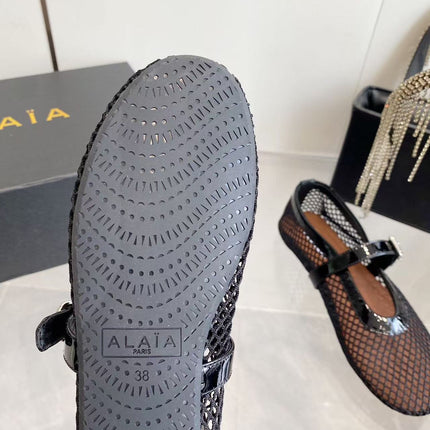 MARY JANE SHOES IN BLACK MESH AND LEATHER