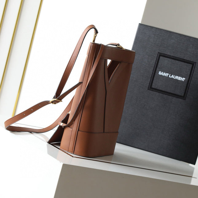 YSL Y BUCKET BAG 30 IN BROWN CALFSKIN