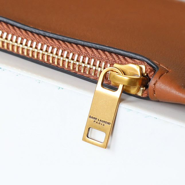 YSL Y BUCKET BAG 30 IN BROWN CALFSKIN