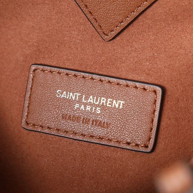 YSL Y BUCKET BAG 30 IN BROWN CALFSKIN