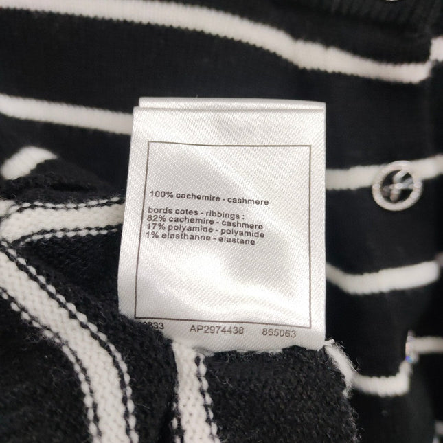 CC NAUTICAL CARDIGAN IN BLACK AND WHITE COTTON KNIT WITH STRIPED DESIGN WITH CC BUTTONS