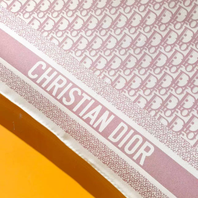 CD SCARF DOUBLE-SIDED IN PINK AND GREY MONOGRAM SILK