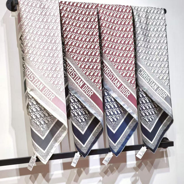 CD SCARF DOUBLE-SIDED IN PINK AND GREY MONOGRAM SILK