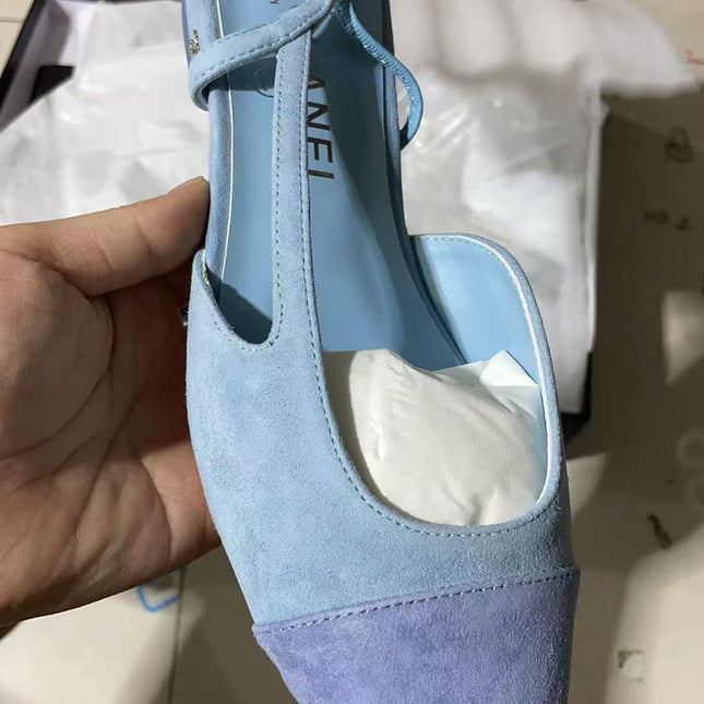 CC SLINGBACK IN BABY BLUE SUEDE