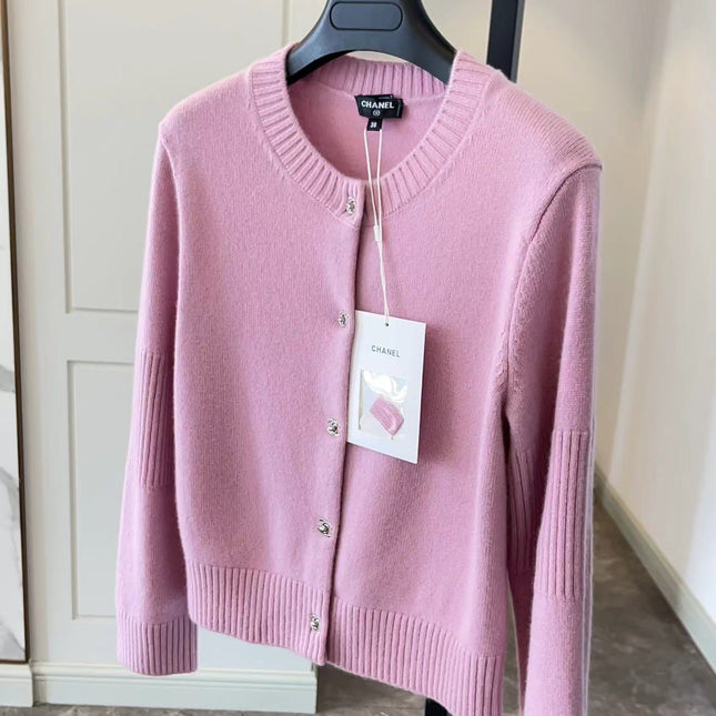 CC  CRYSTAL BUTTON PINK CARDIGAN