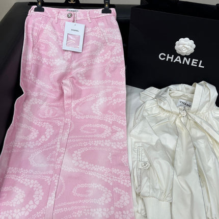 CC WIDE LEG PANTS IN PINK FLORAL SILK