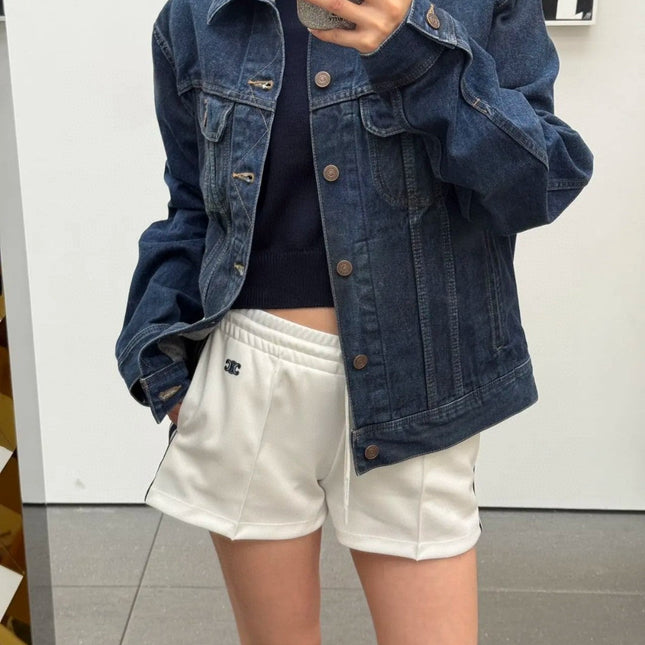 CLASSIC TRUCKER JACKET INDIGO DENIM CONTRAST STITCHING SILVER BUTTONS          Ask ChatGPT