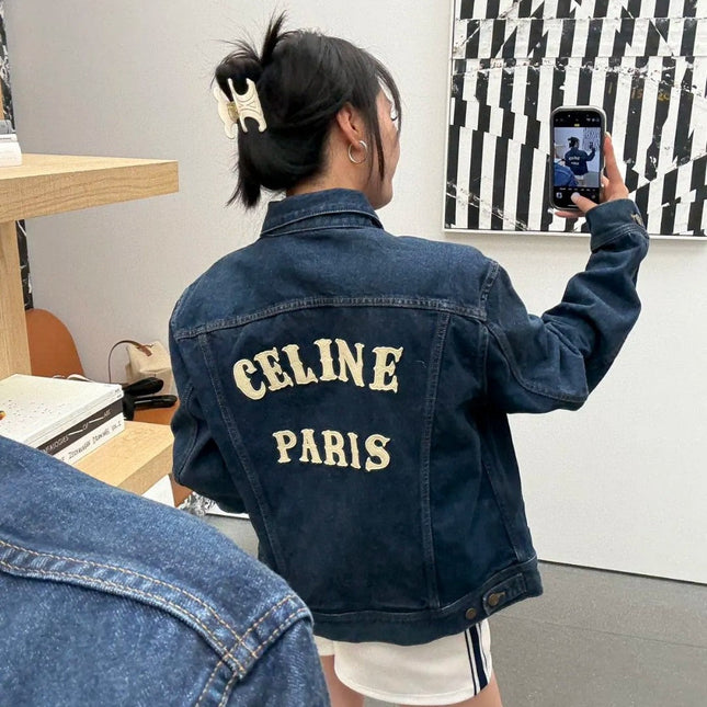 CLASSIC TRUCKER JACKET INDIGO DENIM CONTRAST STITCHING SILVER BUTTONS          Ask ChatGPT