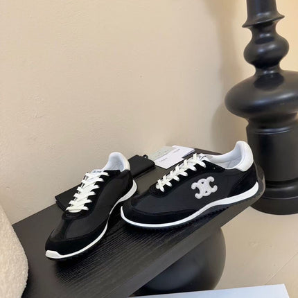 CELINE TRAINRES IN BLACK MIX WHITE SUEDE AND FABRIC