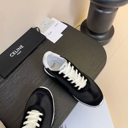 CELINE TRAINRES IN BLACK MIX WHITE SUEDE AND FABRIC