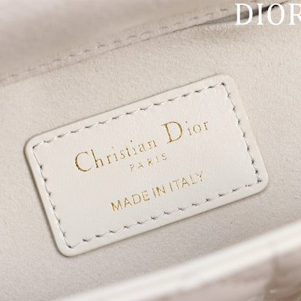 SMALL LADY D-JOY 22 WHITE LAMBSKIN GOLD HARDWARE