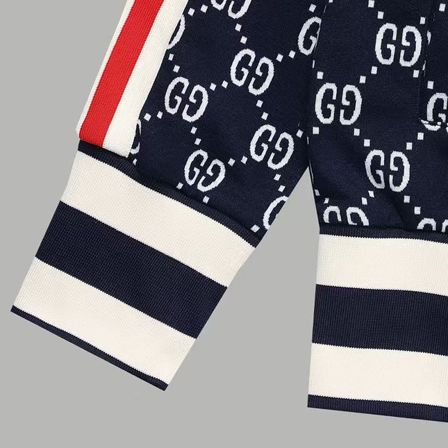 GUCCI ZIP-UP KNITTED JACKET IN NAVY BLUE