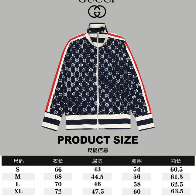 GUCCI ZIP-UP KNITTED JACKET IN NAVY BLUE