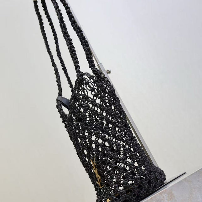 YSL SHOULDER BAG 33 IN BLACK WOVEN RAFFIA