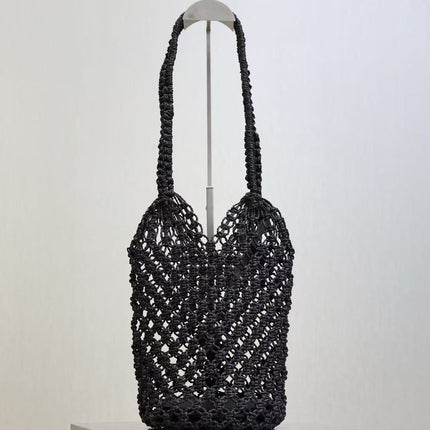 YSL SHOULDER BAG 33 IN BLACK WOVEN RAFFIA