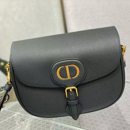 CD BOBBY EAST-WEST 27 BAG IN BLACK CALFSKIN GOLD HARDWARE