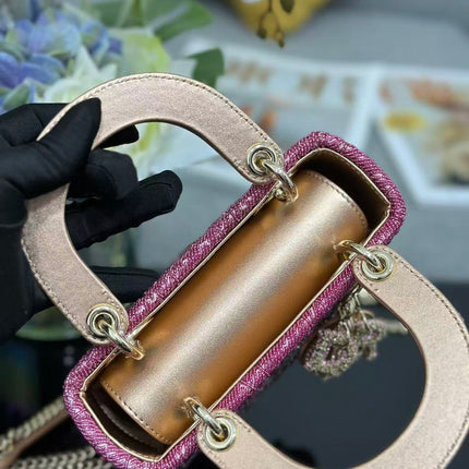 CRYSTAL LADY DIOR BAG 17 IN PINK CALFSKIN TP3