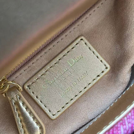 CRYSTAL LADY DIOR BAG 17 IN PINK CALFSKIN TP3