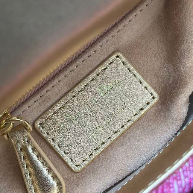 CRYSTAL LADY DIOR BAG 17 IN PINK CALFSKIN TP3