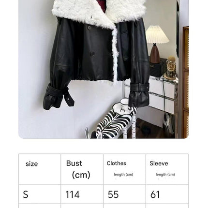 GUCCI LEATHER JACKET WITH WHITE SHEARLING