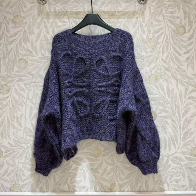 LOEWE SWEATER IN DARK PURPLE KNITTING
