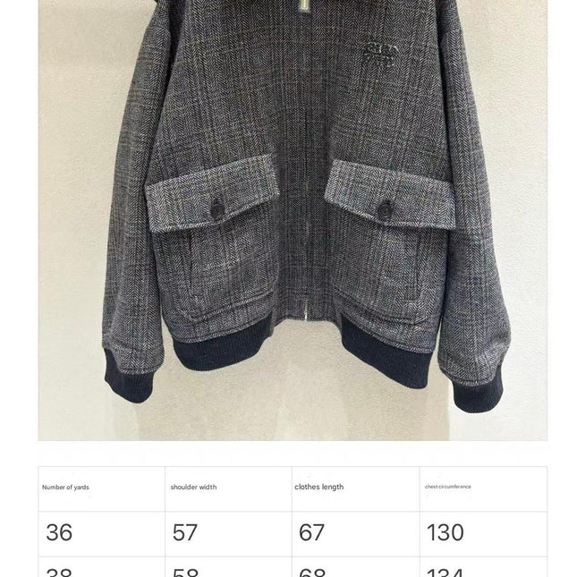 MIUMIU JACKET IN GREY PLAID WOOL
