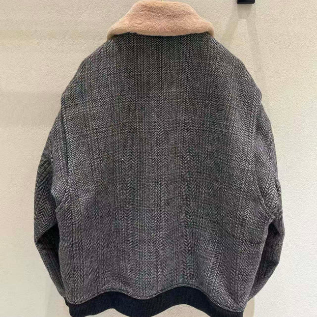 MIUMIU JACKET IN GREY PLAID WOOL