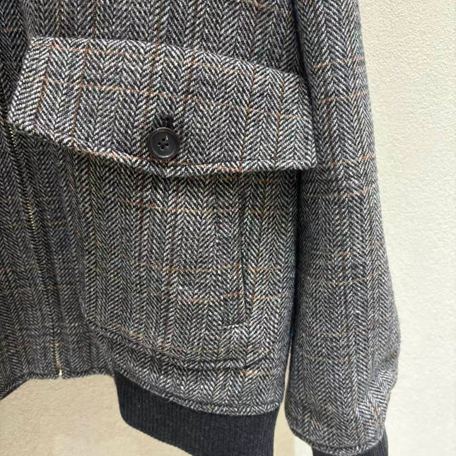 MIUMIU JACKET IN GREY PLAID WOOL