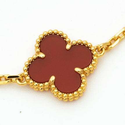 CLOVER BRACELET 5 MOTIFS CARNELIAN DIAMOND