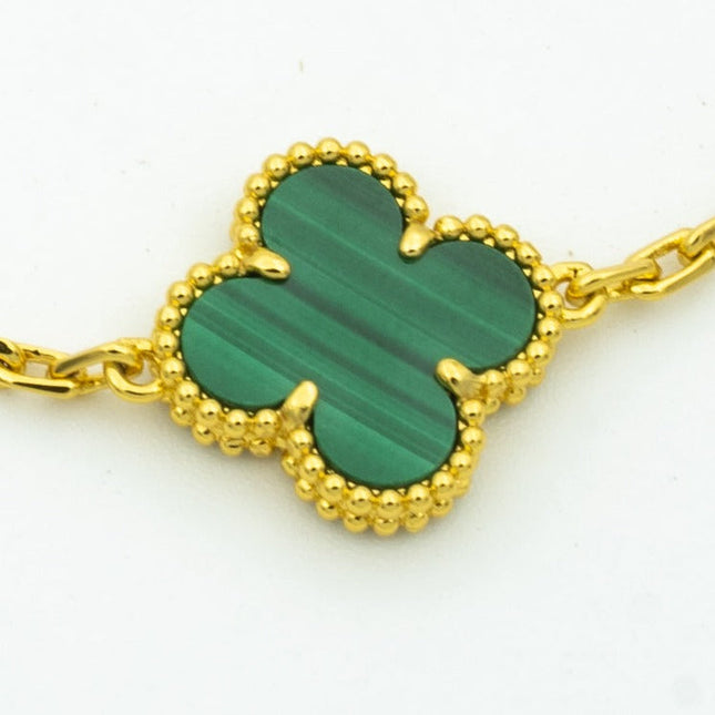 CLOVER MALACHITE DIAMOND BRACELET 5 MOTIF