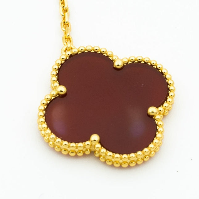 CLOVER TIGER EYE CARNELIAN NECKLACE 6 MOTIF