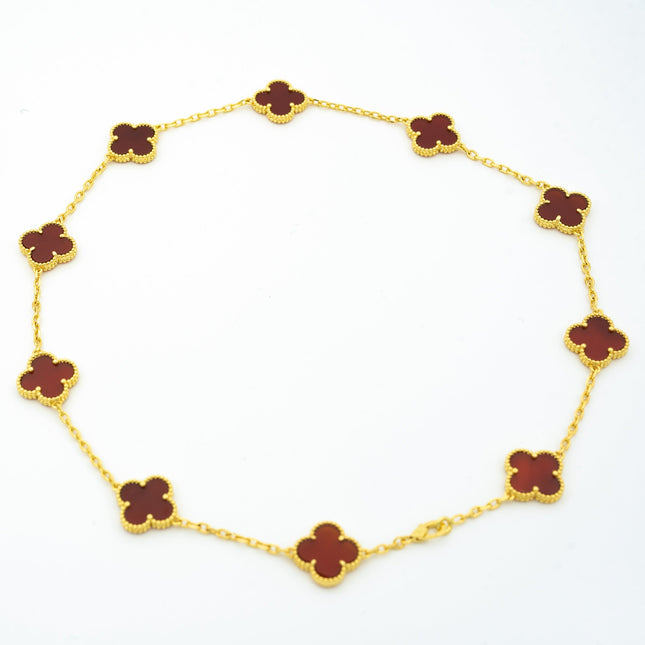 VINTAGE CARNELIAN NECKLACE 10 MOTIFS GOLD