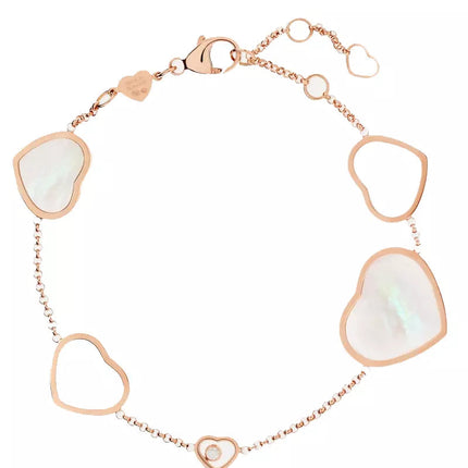 HAPPY HEART PINK MOP PINK GOLD BRACELET