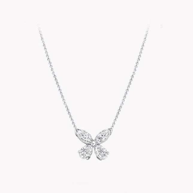 CLASSIC BUTTERFLY SILVER DIAMOND NECKLACE