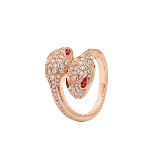 SERPENTI RING PINK DIAMOND DOUBLE SNAKE