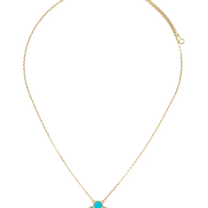 CLOVER MEDIUM TURQUOISE GOLD NECKLACE