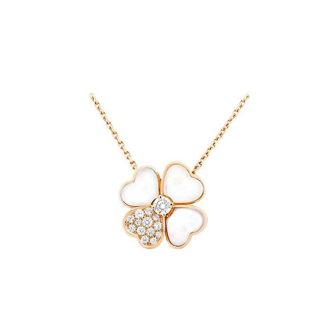 CLOVER MOP DIAMOND PINK GOLD NECKLACE