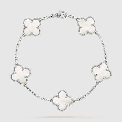 CLOVER SILVER MOP 5 MOTIF BRACELET