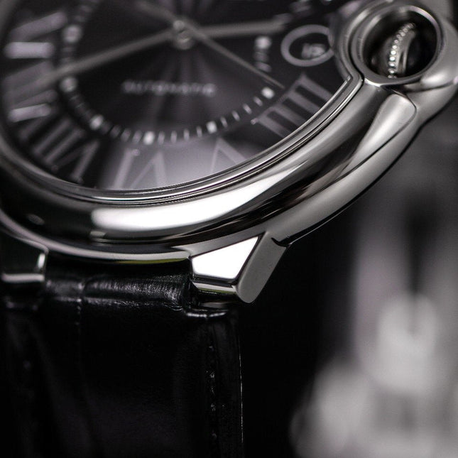 BALLON BLEU 42 BLACK DIAL LEATHER BRACELET