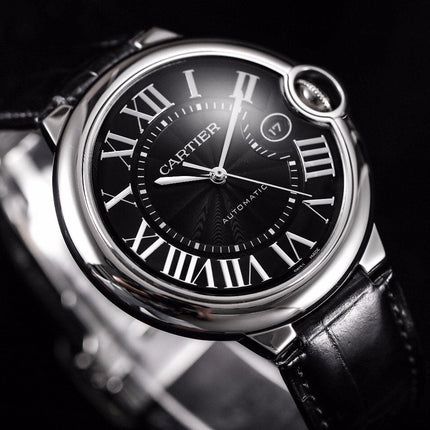 BALLON BLEU 42 BLACK DIAL LEATHER BRACELET