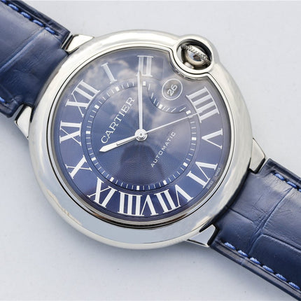 BALLON BLEU 42 BLUE DIAL LEATHER BRACELET