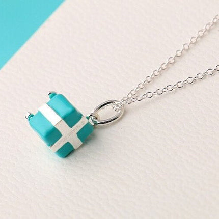 BLUE BOX CHARM NECKLACE