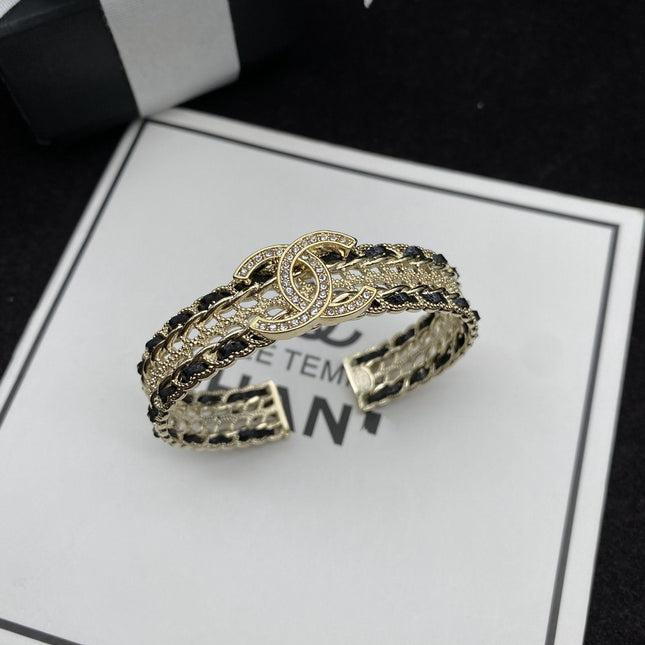 CC BLACK ROPE BRACELET GOLD DIAMOND