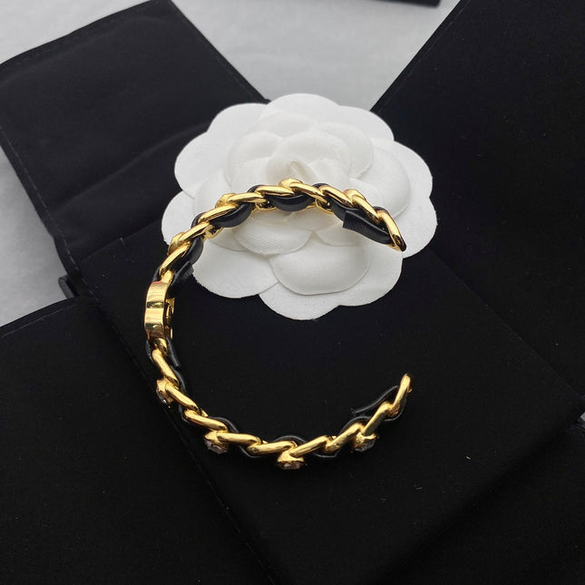 CC BLACK ROPE GOLD DIAMOND BRACELET