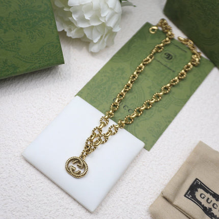 FANCY LINK CHAIN GOLD NECKLACE ALPHABET