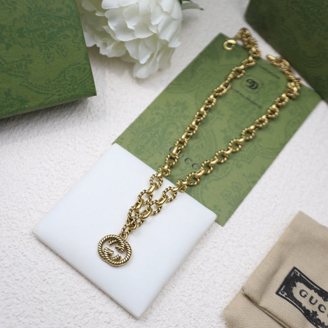 FANCY LINK CHAIN GOLD NECKLACE ALPHABET