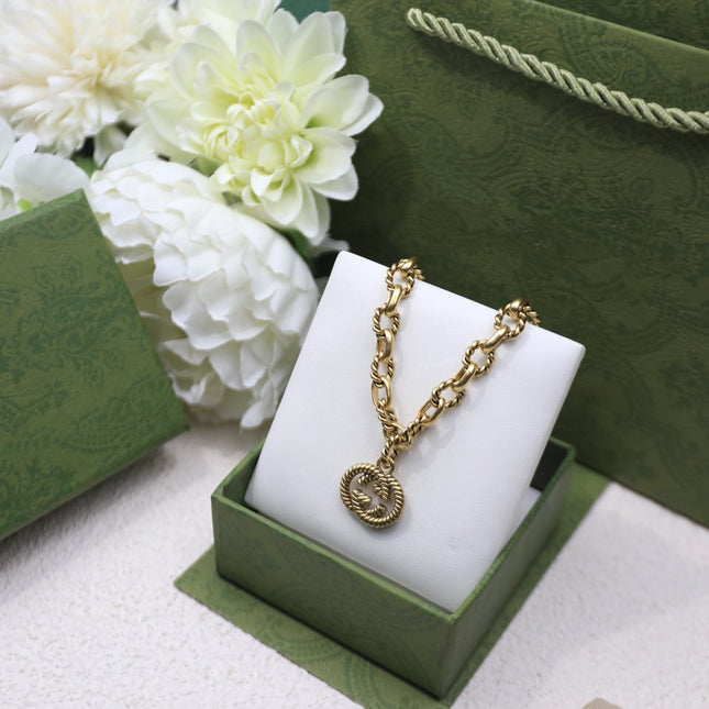 FANCY LINK CHAIN GOLD NECKLACE ALPHABET