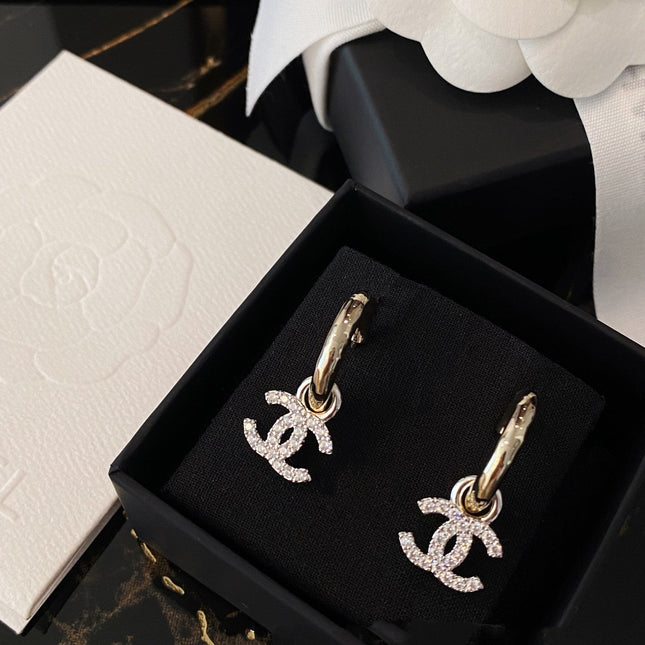 DOUBLE C GOLD DIAMOND EARRINGS