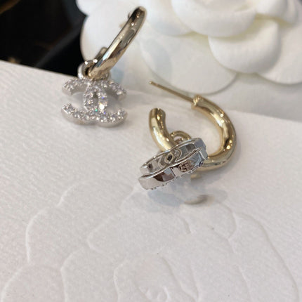 DOUBLE C GOLD DIAMOND EARRINGS